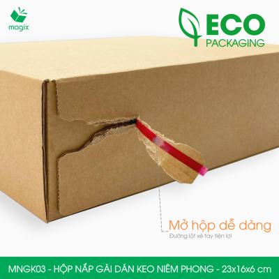MNGK03 -  23x16x6cm - COMBO 60 HỘP CARTON NẮP GÀI HÔNG CÓ KEO NIÊM PHONG - THÙNG HỘP CARTON ĐÓNG HÀNG