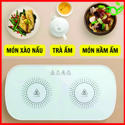 Đĩa hâm nóng đồ ăn trà cafe sữa SOP MEDIA kèm đế điện dùng cho mọi chất liệu an toàn tiện lợi, có mặt kính cường lực Hàng Chính Hãng