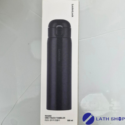 Bình Giữ Nhiệt Lock&Lock  Rouund One Touch Tumbler LHC3296 Màu Đen Mở Nắp 1 Chạm -500ml - Hàng Chính Hãng