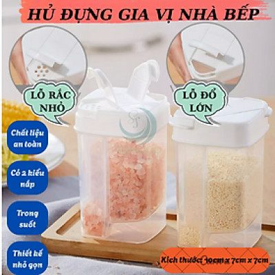 Hũ Gia Vị Đa Năng 3 Ngăn Nắp Gạt Thông Minh- Lọ Đựng Gia Vị Mini Đa Dụng Chia Ngăn- Hộp Đựng Muối, Đường, Tiêu 3 Trong 1- Hũ Gia Vị Nắp Đậy Tiện Dụng Có Lỗ Rắc