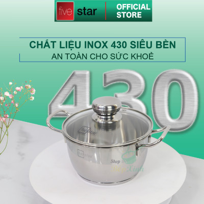 Bộ nồi inox và chảo chống dính cao cấp Fivestar 4 món 3 đáy từ , nắp kính ( tặng 1 sạn inox )