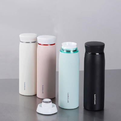 Bình giữ nhiệt LocknLock Feather Light Ring màu hồng LHC4244PIK 460ml - Hàng chính hãng, có khay lưới lọc trà - JoyMall