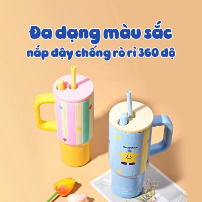 Ly Giữ Nhiệt Có Quai Cầm Họa Tiết Hình Dễ Thương Pastel Dung Tích 710ml Inox316 Giữ Nhiệt Tốt 6-8 Tiếng - HÀNG CHÍNH HÃNG MINIIN