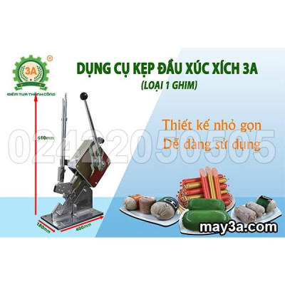 Dụng cụ kẹp đầu xúc xích 3A (dập 1 ghim) - Hàng Chính Hãng