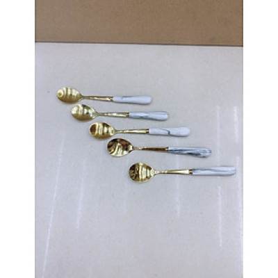 COMBO 6 THÌA CÁN SỨ CAMELIA THÂN MẠ VÀNG  PHA TRÀ CÀ PHÊ - ANTH421