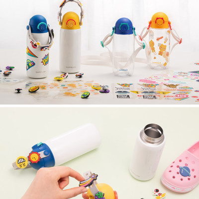 Bình giữ nhiệt Lock&Lock DIY Strap Tumbler 350ml màu xanh vàng LHC3283YEL - Hàng chính hãng, hoạ tiết dễ thương, đựng nước cho bé - JoyMall