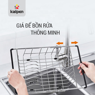 Rổ Gác Inox Trên Chậu Rửa Chén Thông Minh Có Thể Điều Chỉnh Kích Thước  (Kalpen KBRK33) - Hàng Chính Hãng