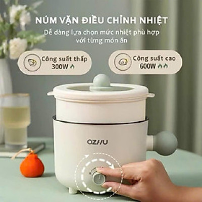 Nồi Lẩu Điện Mini Azhu 1.8L Đa Năng – 2 Nấc Nhiệt, Kèm Giá Hấp, Công Suất 600W