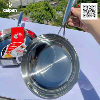 Chảo Inox 3 lớp đúc liền khối miệng rót Kalpen Zenger 20cm, bảo hành 5 năm