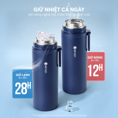 Bình giữ nhiệt inox 304 Elmich EL8328 480ml, Hàng chính hãng, nắp tích hợp làm cốc uống, đế silicone chống trượt - JoyMall