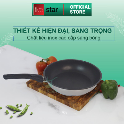 Bộ nồi chảo chống dính cao cấp Fivestar 6 món 3 đáy từ nắp kính ( tặng bộ sạn dừa 4 món )