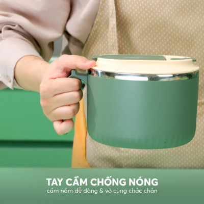 Bát úp mì inox 304 Elmich EL8314 dung tích 1.35L, Hàng chính hãng, có tay cầm, tích hợp lỗ thông hơi - JoyMall