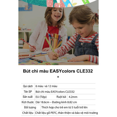 Bộ 6 cây bút chì màu STABILO EASYcolors, thuận tay trái (CLE33L/6) - Xanh dương (405)