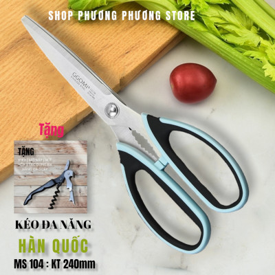 Kéo Hàn Quốc Nhà Bếp Kéo Cắt Gà Cắt Đồ Đa Năng Cao Cấp ( Tặng Khui Hộp 3 in 1 )