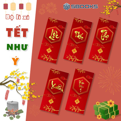 Combo 5 Cái Bao Lì Xì Thiết Kế Chữ Xuân, Lộc, Thọ, Phúc, Xuân Như Ý - Tết 2025 Giấy Cứng C150 Siêu Dày Dặn - SBOOKS