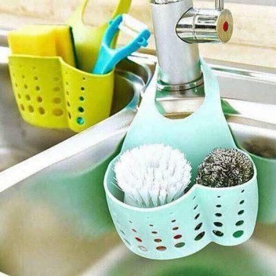 Giỏ Treo Đựng Dụng Cụ Rửa Chén Bằng Silicon Gắn Vòi Nước Bồn Rửa Có Móc Cài Quai, Lỗ Thoát Nước Tiện Lợi - Túi, Giỏ Treo Bồn Rửa Chén Bát- Giỏ Nhựa Đựng Đồ Mini