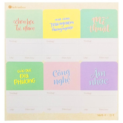 Bộ 24 Nhãn Vở B Cấp II - Linh Lan