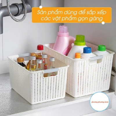 Rổ nhựa đan mây đa năng đựng đồ tiện dụng 3 size