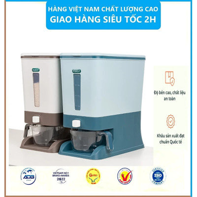 Thùng Đựng Gạo, Ngũ Cốc Thông Minh Kèm Cốc Vo Gạo 2in 1