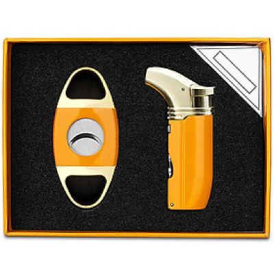 Bộ Set Phụ Kiện 2 Món HB-422 Gồm Vỏ Hột Quẹt Bật Lửa Khò 2 Tia Đa Năng + Cắt Thiết Kế Sang Trọng Cao Cấp