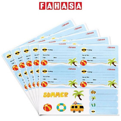Nhãn Vở Summer 4 Ô Kèm Sticker - The Sun (20 Nhãn)