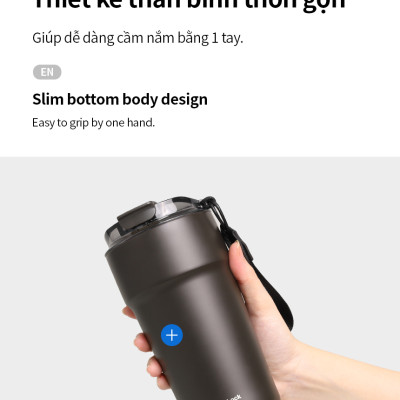 Ly giữ nhiệt 500ml LocknLock LHC4357 Metro Cafe Tumbler, Hàng chính hãng, Thép 304 không gỉ, có dây đeo tay - JoyMall