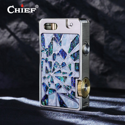 Hột Quẹt Bật Lửa Xăng Đá Chief CF721-BG Mở Nắp Đánh Lửa Tự Động Khảm Xà Cừ Độc Đáo Lạ Mắt