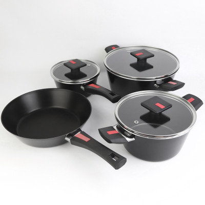 Bộ Nồi Chảo Cao Cấp Đáy Từ Hợp Kim Nhôm Chống Dính Kims Cook 07 Món