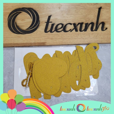 Dây chữ Happy Anniversary nét kiểu kim tuyến vàng