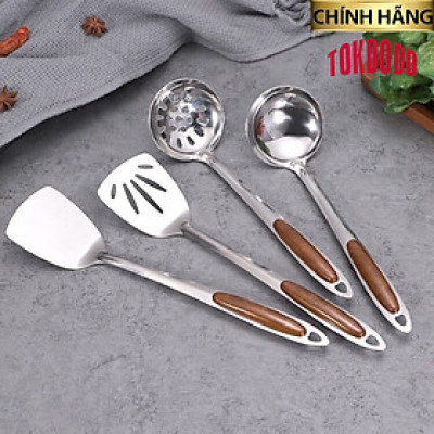 Môi Chao Xẻng Nấu Ăn Inox Cán Nâu TOKDODO Các Size .