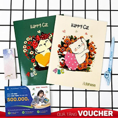 Combo 5 Tập Học Sinh Happy Cat 4 Ô Ly 96 Trang 80gsm - The Sun 02 (Mẫu Màu Giao Ngẫu Nhiên)