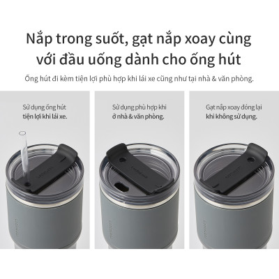 Bình giữ nhiệt LocknLock Metro Drive màu xanh mint LHC4277SMIT 650ml - Hàng chính hãng, kèm ống hút cọ rửa, thiết kế nắp xoay - JoyMall