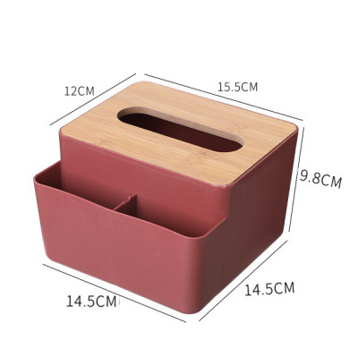 Hộp, Kệ Đựng Khăn Giấy Ăn Nắp Gỗ KUNBE Kèm 2 Ngăn Chứa Đồ Đa Năng Tiện Lợi