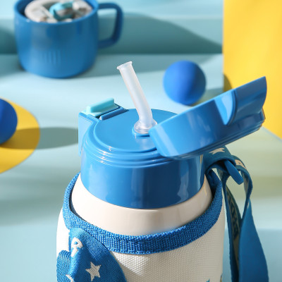 Bình giữ nhiệt cho Bé Doraemon xanh - Chính hãng 100% BeddyBear - Dung tích 600 ml - 2 Nắp thay thế - Inox 316 -bh 1 năm