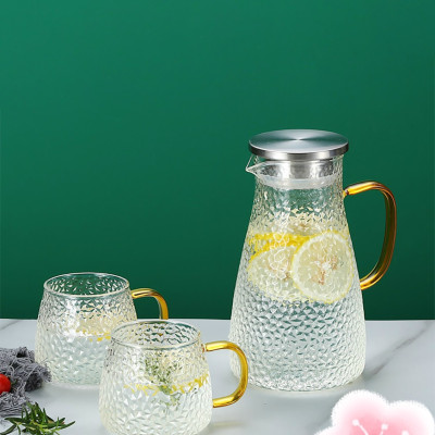 COMBO BỘ BÌNH KÈM 6 CỐC THỦY TINH CHỊU NHIỆT VÂN SẦN CAO CẤP VÀ KHAY GỖ - VD79