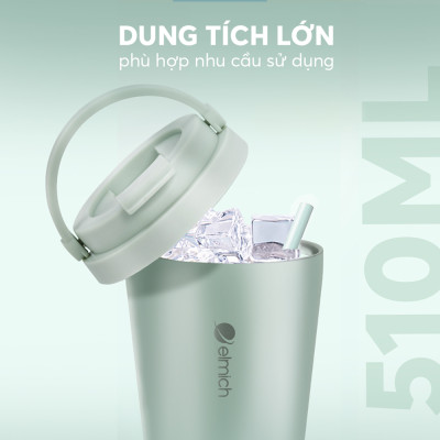 Ly giữ nhiệt inox 304 Elmich EL-8380 510ml, Hàng chính hãng, giữ nóng 8h giữ lạnh 23h - JoyMall
