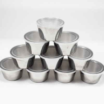 Combo 10 Khuôn Làm Bánh Flan Rau Câu Cupcake Inox 304 ( 7cm ) Nắp Nhựa Khít ( Tặng 20 Khuôn Rau Câu Không Nắp ) 