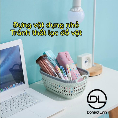 Rổ Nhựa Giả Đan Mây Có Quai Cầm Cỡ Nhỏ 