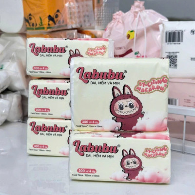 Sản phẩm phụ kiện phòng ăn -Combo 10 bịch giấy ăn Labubu  300 tờ - 4 lớp / 1 gói siêu mềm mại siêu dai tiết kiệm và an toàn