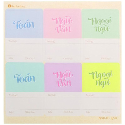 Bộ 28 Nhãn Vở B Cấp III - Linh Lan