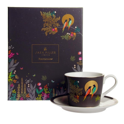 Portmeirion Sara Miller Chelsea set chén đĩa lót màu xám đậm Nhập khẩu Anh Quốc