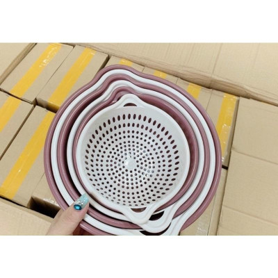 Bộ rổ nhựa vuông, rổ tròn kèm chậu 6 món cao cấp,Rổ đựng đồ đa năng