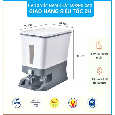 Thùng Đựng Gạo, Ngũ Cốc Thông Minh Kèm Cốc Vo Gạo 2in 1