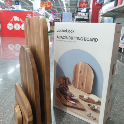 Bộ 3 Thớt Gỗ Acacia Kèm Giá Đỡ LocknLock CKD075S4 (hàng chính hãng)
