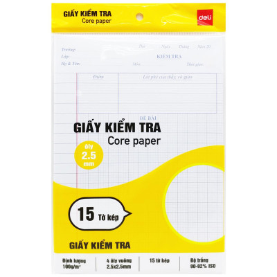 Giấy Kiểm Tra - 4 Ôly Vuông 2.5 mm - 170 x 240 mm - 100gsm - Deli CN601 (15 Tờ Kép)