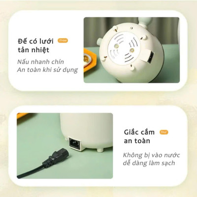 Nồi Lẩu Điện Mini Azhu 1.8L Đa Năng – 2 Nấc Nhiệt, Kèm Giá Hấp, Công Suất 600W