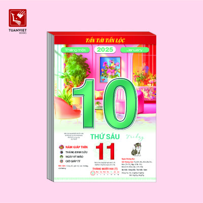 LỊCH BLOC 2025 TUANVIET BOOKS - Block lịch kích cỡ (24x35cm, 20.5x30.5cm, 17x24cm, 10x14.5cm) - Mẫu ngẫu nhiên