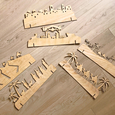 Bộ khung trang trí gỗ Giáng sinh Noel - Đêm Chúa Giáng Sinh