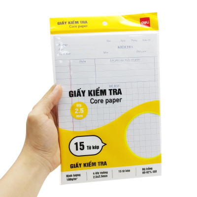 Giấy Kiểm Tra - 4 Ôly Vuông 2.5 mm - 170 x 240 mm - 100gsm - Deli CN601 (15 Tờ Kép)