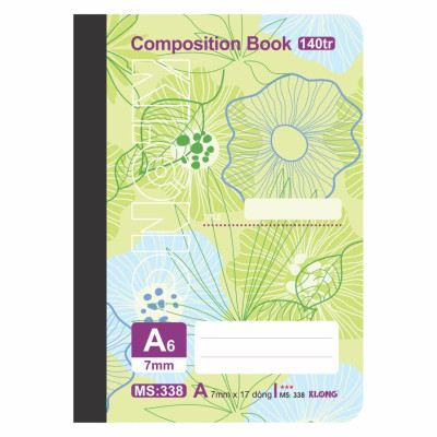 Sổ kẻ ngang may dán gáy Composition book KLONG A6 140 trang 58/92; MS: 338